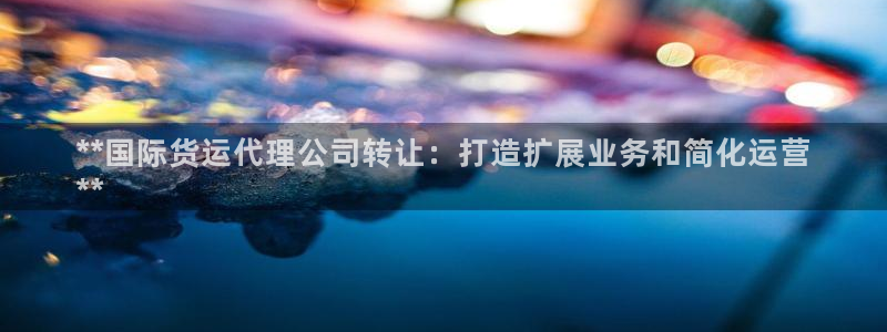 尊龙人生就是博电脑版：**国际货运代理公司转让：打造扩展